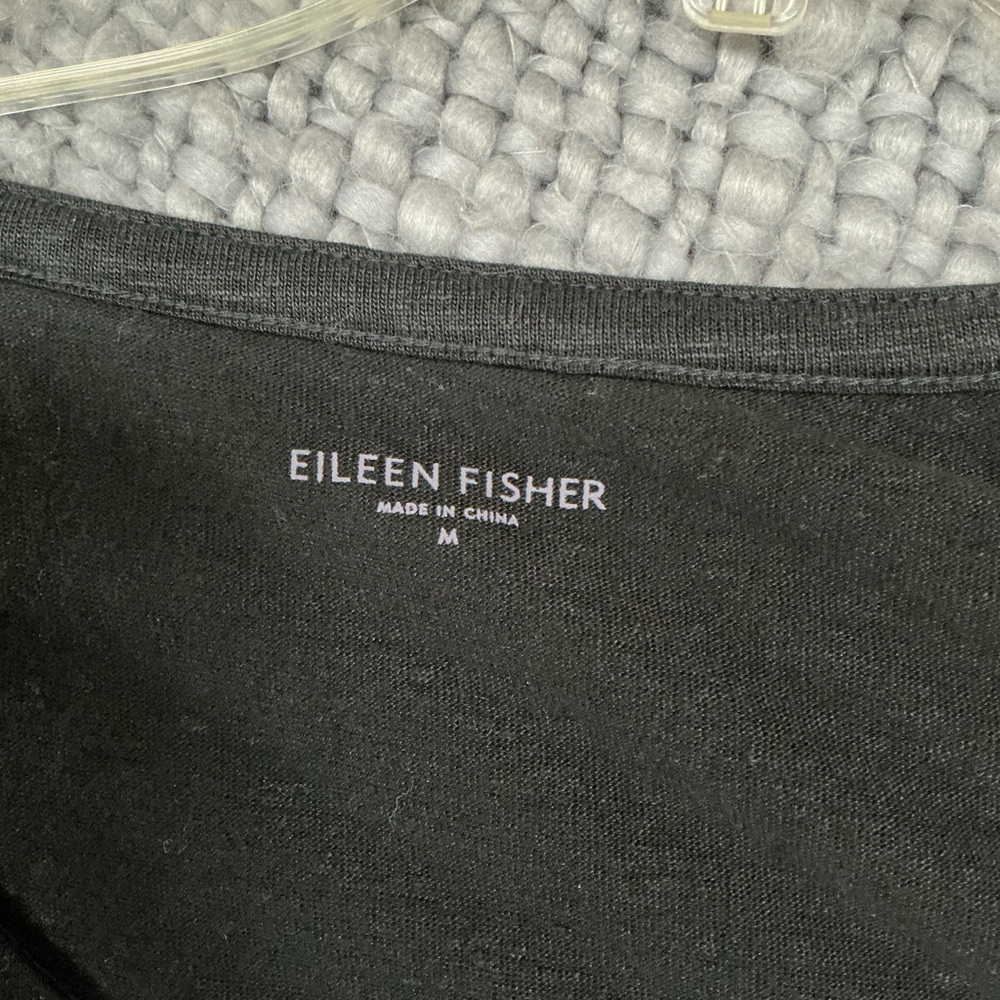 Eileen Fisher Black Long-Sleeve Scoop Neck Tunic - Picture 3 of 6